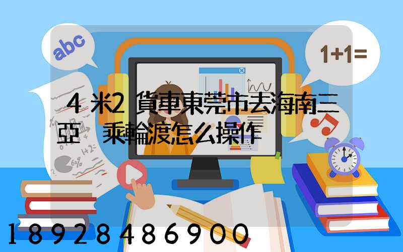 4米2貨車東莞市去海南三亞換乘輪渡怎么操作