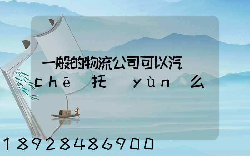 一般的物流公司可以汽車(chē)托運(yùn)么