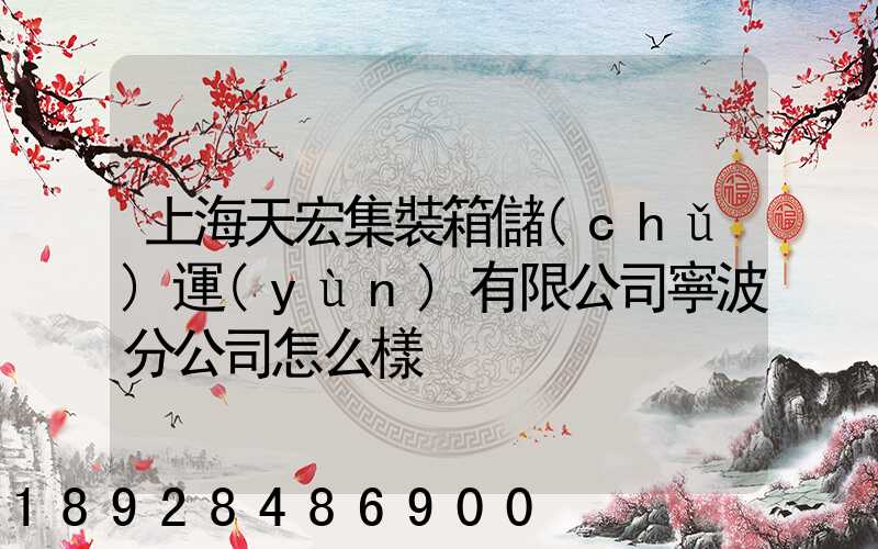 上海天宏集裝箱儲(chǔ)運(yùn)有限公司寧波分公司怎么樣