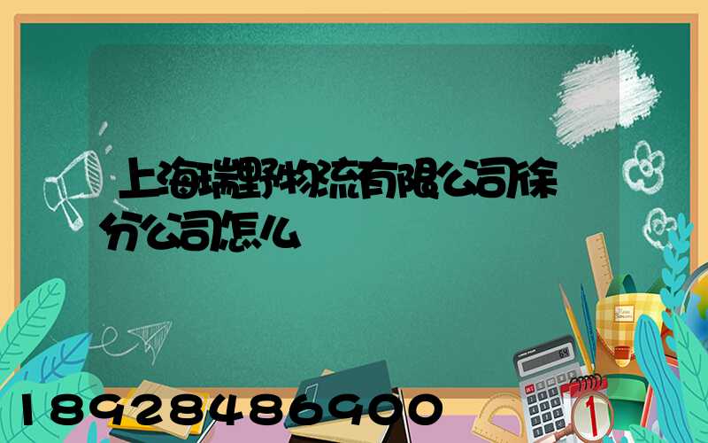 上海瑞野物流有限公司徐匯分公司怎么樣