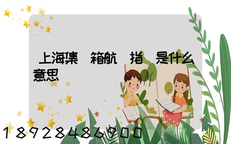 上海集裝箱航運指數是什么意思