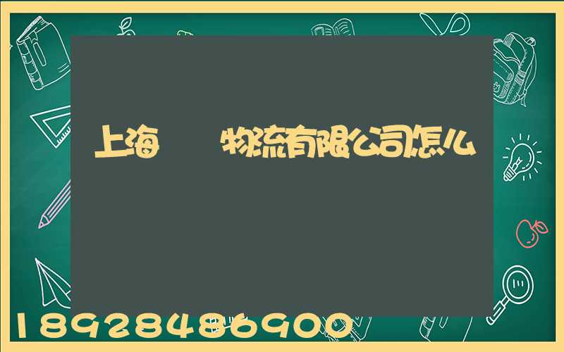 上海順匯物流有限公司怎么樣