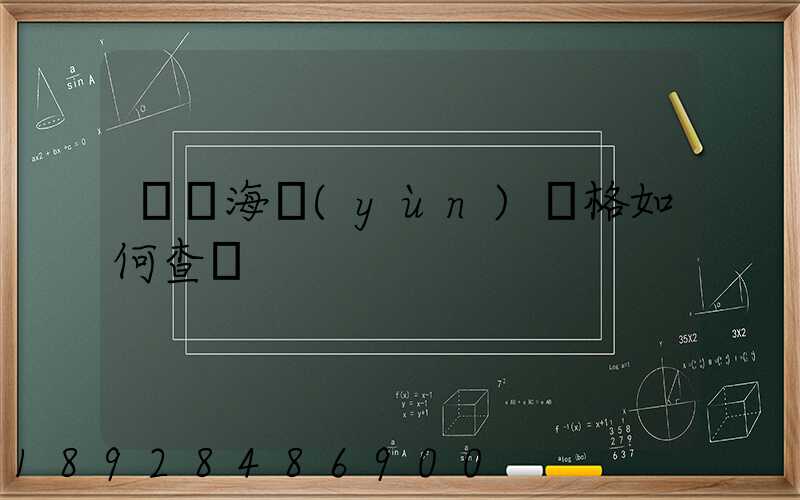 國際海運(yùn)價格如何查詢