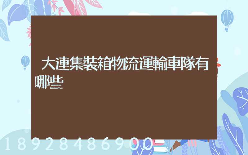 大連集裝箱物流運輸車隊有哪些