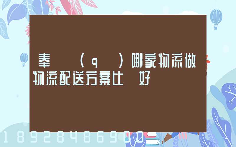 奉賢區(qū)哪家物流做物流配送方案比較好