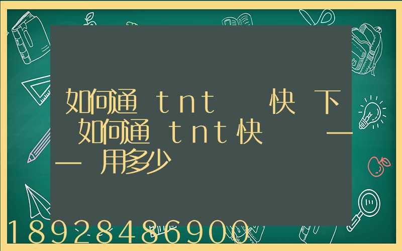 如何通過tnt國際快遞下單如何通過tnt快遞發貨——費用多少