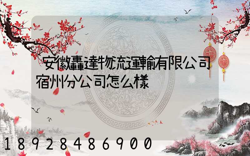 安徽轟達物流運輸有限公司宿州分公司怎么樣