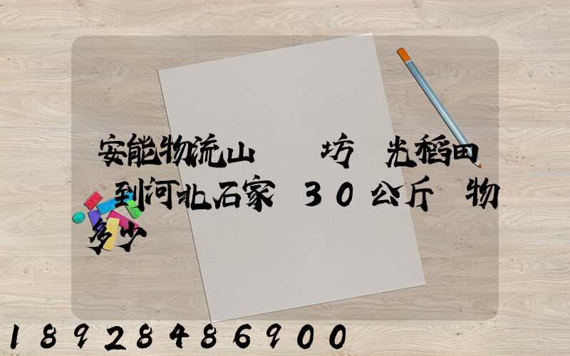 安能物流山東濰坊壽光稻田發到河北石家莊30公斤貨物多少錢