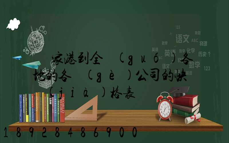 張家港到全國(guó)各地的各個(gè)公司的快遞價(jià)格表