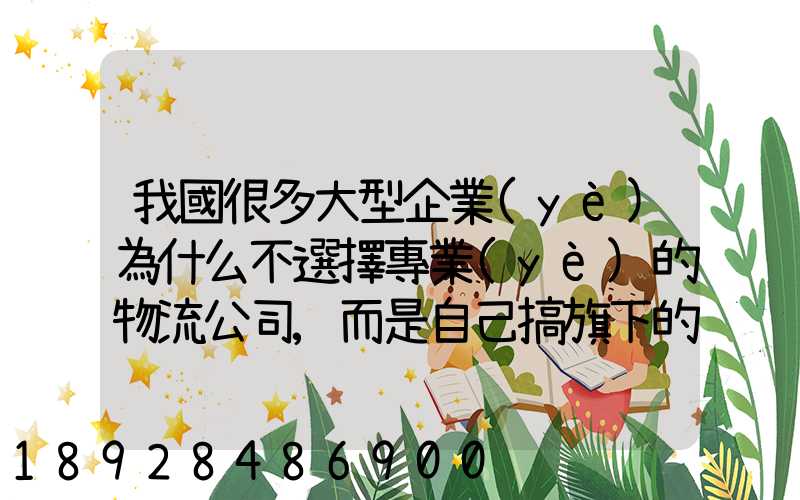我國很多大型企業(yè)為什么不選擇專業(yè)的物流公司,而是自己搞旗下的物流...