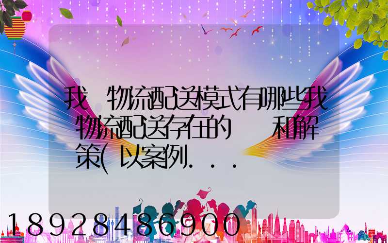 我國物流配送模式有哪些我國物流配送存在的問題和解決對策(以案例...