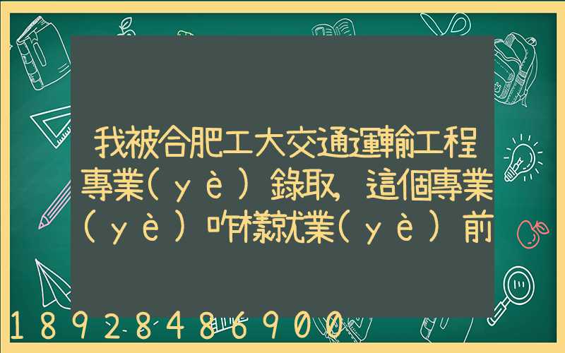 我被合肥工大交通運輸工程專業(yè)錄取,這個專業(yè)咋樣就業(yè)前景好不適合...