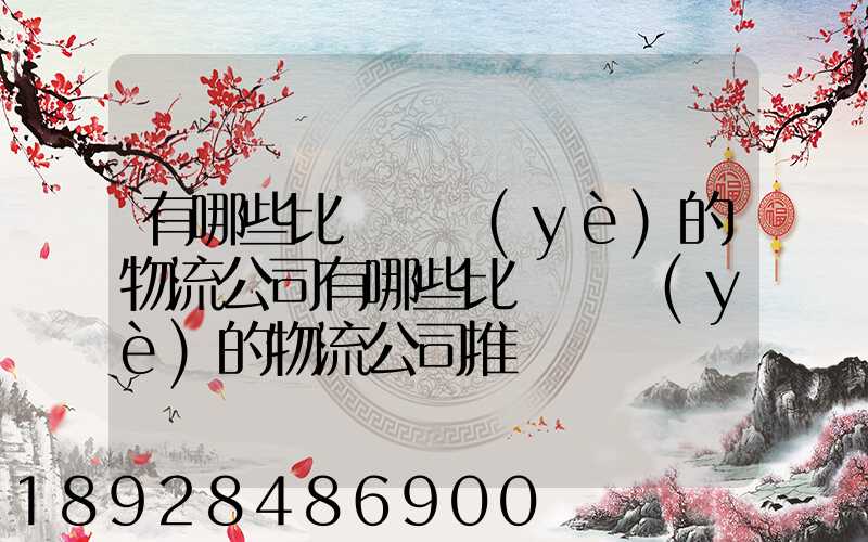 有哪些比較專業(yè)的物流公司有哪些比較專業(yè)的物流公司推薦