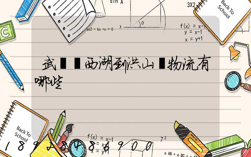 武漢東西湖到洪山區物流有哪些