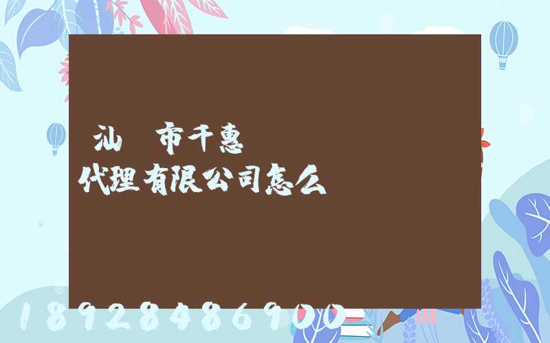 汕頭市千惠貨運(yùn)代理有限公司怎么樣