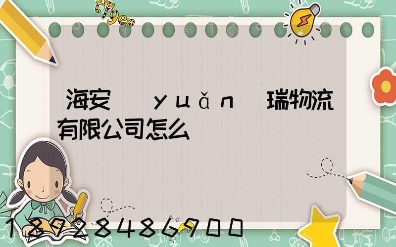 海安遠(yuǎn)瑞物流有限公司怎么樣