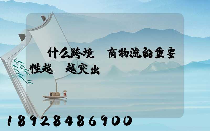 為什么跨境電商物流的重要性越來越突出