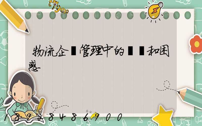 物流企業管理中的問題和困惑