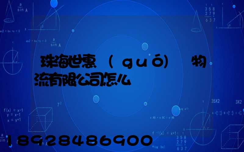 珠海世惠國(guó)際物流有限公司怎么樣