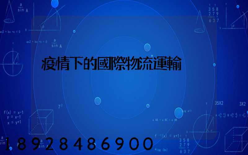 疫情下的國際物流運輸