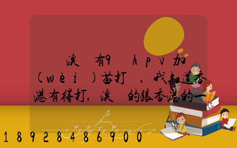 請問澳門有9價hpv加衛(wèi)苗打嗎,我知道香港有得打,澳門的跟香港的一樣的...