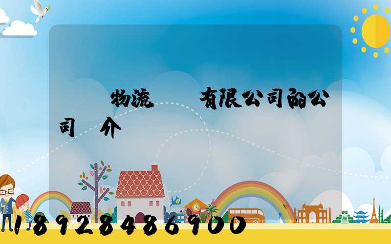 雙匯物流投資有限公司的公司簡介