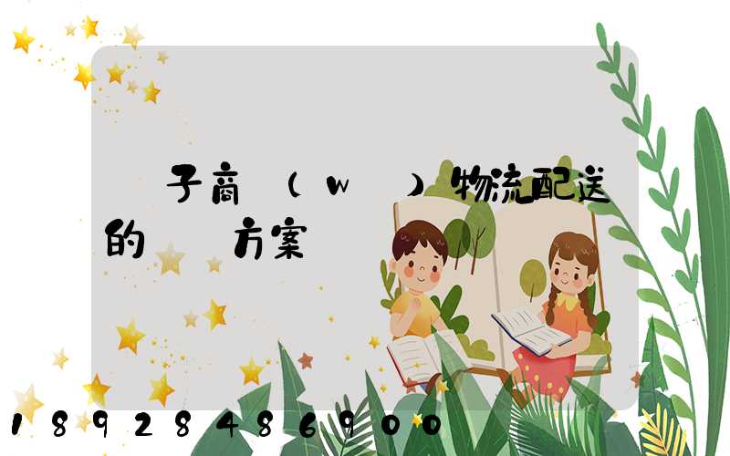 電子商務(wù)物流配送的選擇方案